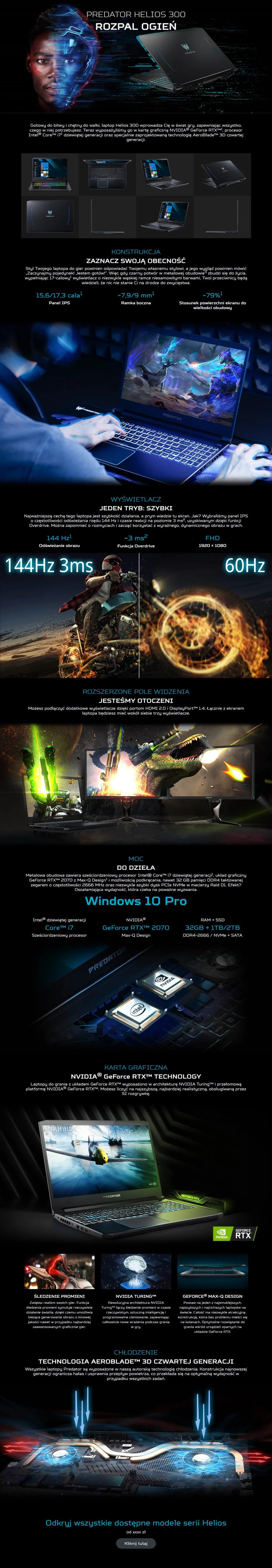 Widok referencyjnego landing page Acer Predator z portfolio useWeb